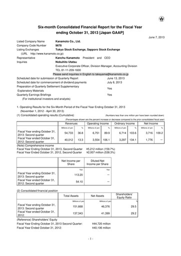 Thumbnail Kanamoto Quarterly Report 2013-q2