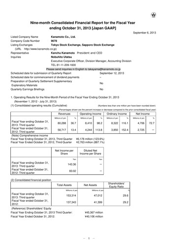 Thumbnail Kanamoto Quarterly Report 2013-q3