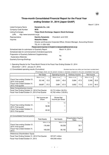 Thumbnail Kanamoto Quarterly Report 2014-q1