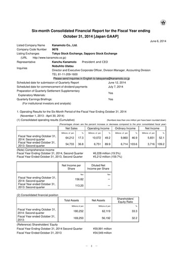 Thumbnail Kanamoto Quarterly Report 2014-q2
