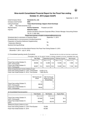 Thumbnail Kanamoto Quarterly Report 2015-q3