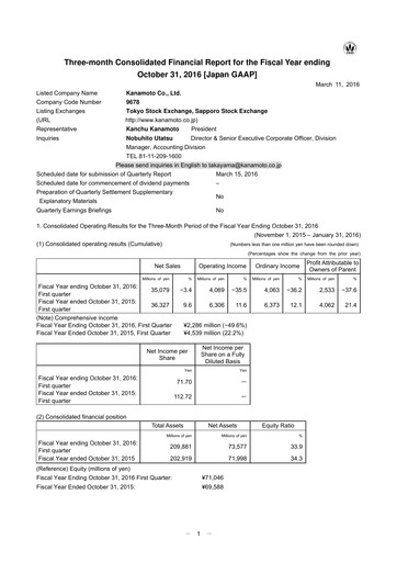 Thumbnail Kanamoto Quarterly Report 2016-q1