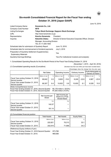 Thumbnail Kanamoto Quarterly Report 2016-q2