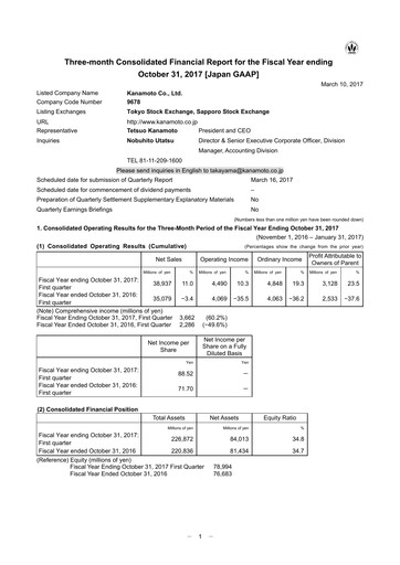 Thumbnail Kanamoto Quarterly Report 2017-q1