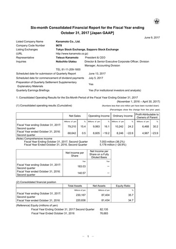Thumbnail Kanamoto Quarterly Report 2017-q2