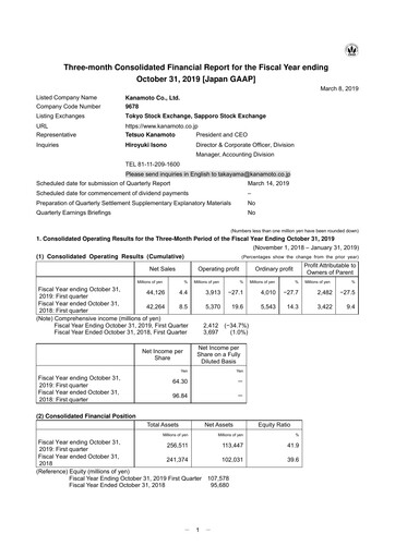 Thumbnail Kanamoto Quarterly Report 2019-q1