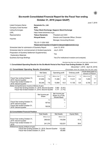 Thumbnail Kanamoto Quarterly Report 2019-q2