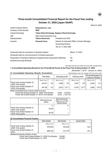 Thumbnail Kanamoto Quarterly Report 2020-q1