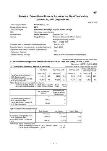 Thumbnail Kanamoto Quarterly Report 2020-q2