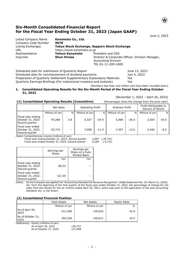 Thumbnail Kanamoto Quarterly Report 2023-q2