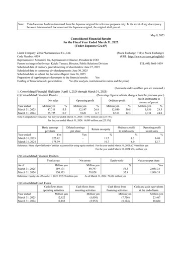Thumbnail Zeria Pharmaceutical Financial Statement fy2025