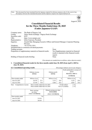 Vorschaubild The Bank of Nagoya Quartalsbericht 2026-q1