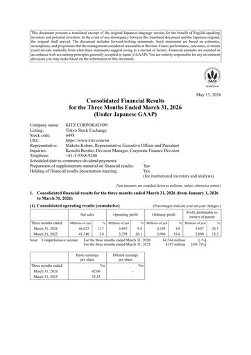 Vorschaubild KITZ Corporation Quartalsbericht 2026-q1