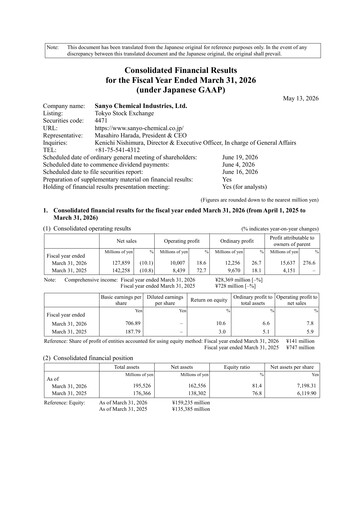Thumbnail Sanyo Chemical Industries Financial Statement fy2026