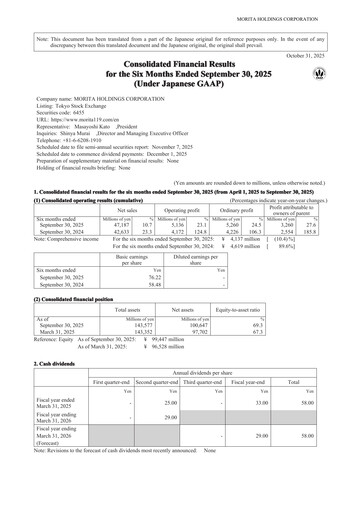 Thumbnail Morita Holdings Corporation Half-year Report 2025-h1
