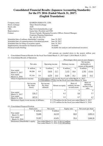 Thumbnail Kameda Seika Financial Statement fy2016
