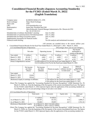 Thumbnail Kameda Seika Financial Statement fy2021