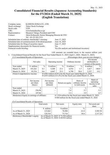 Thumbnail Kameda Seika Financial Statement fy2024