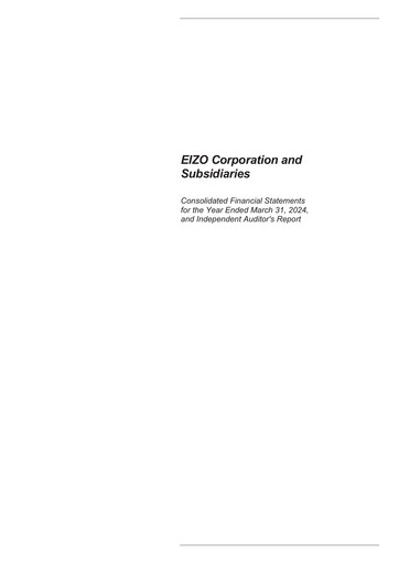 Thumbnail EIZO Corporation Financial Statement fy2023