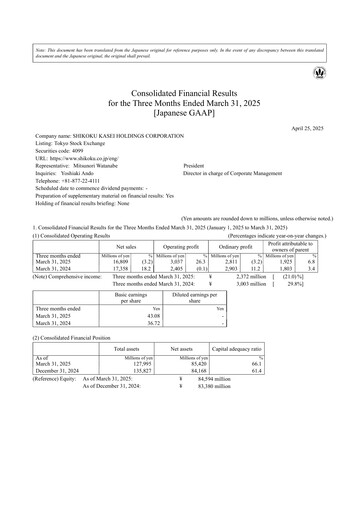 Miniature Shikoku Kasei Holdings Corp Rapport trimestriel 2025-q1