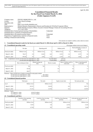 Vorschaubild ITOCHU-SHOKUHIN Finanzmitteilung fy2026