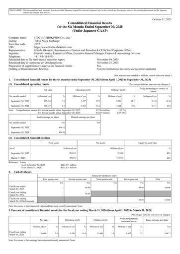 Miniature ITOCHU-SHOKUHIN Rapport semestriel fy2026-h1