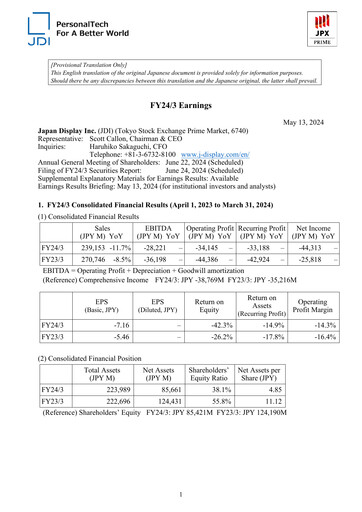 Thumbnail Japan Display Financial Statement fy2024