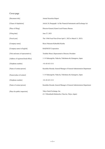 Thumbnail RAIZNEXT Corporation Financial Report fy2023