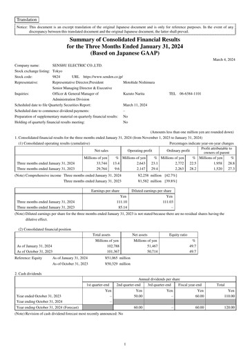 Thumbnail Senshu Electric Quarterly Report 2024-q1