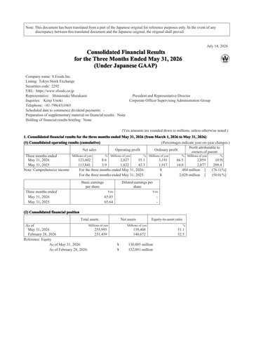Thumbnail S Foods Inc. Quarterly Report 2027-q1