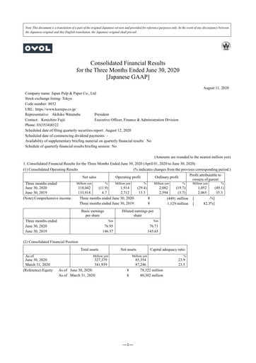 Thumbnail Japan Pulp and Paper Company Quarterly Report 2020-q1