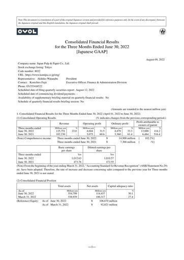 Thumbnail Japan Pulp and Paper Company Quarterly Report 2022-q1