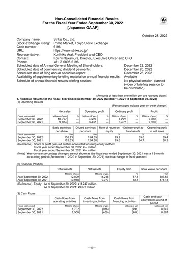 Thumbnail Strike Company Financial Statement fy2022