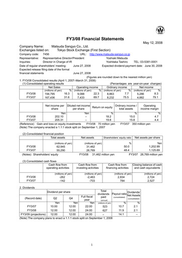 Vorschaubild MATSUDA SANGYO Finanzmitteilung fy2008