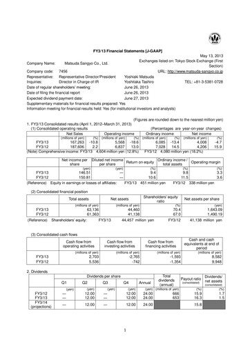 Vorschaubild MATSUDA SANGYO Finanzmitteilung fy2013