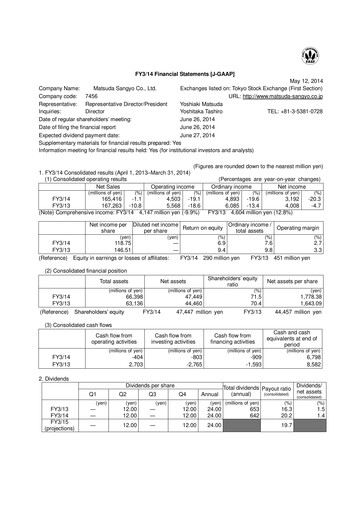 Vorschaubild MATSUDA SANGYO Finanzmitteilung fy2014