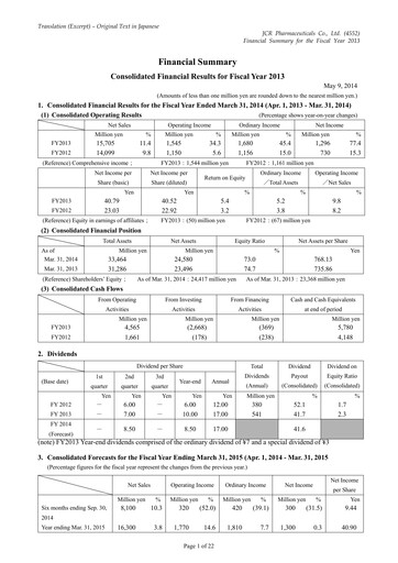 Thumbnail JCR Pharmaceuticals Financial Statement fy2013