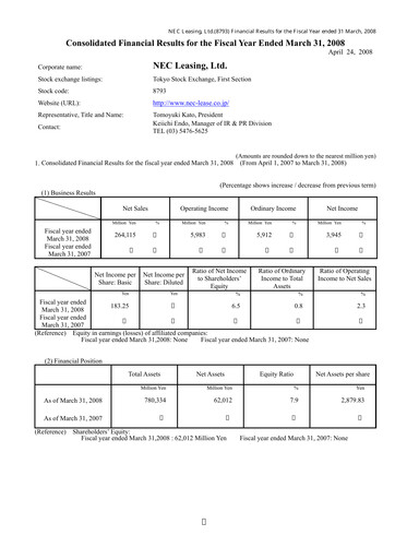 Thumbnail NEC Capital Solutions Financial Statement fy2008