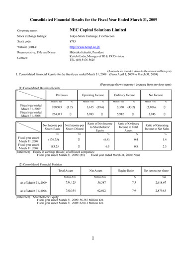 Thumbnail NEC Capital Solutions Financial Statement fy2009
