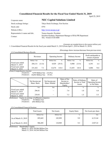 Thumbnail NEC Capital Solutions Financial Statement fy2019