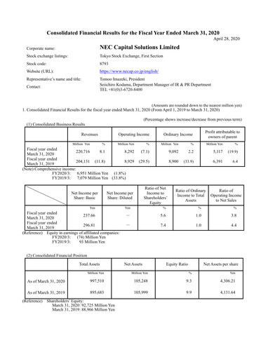Thumbnail NEC Capital Solutions Financial Statement fy2020