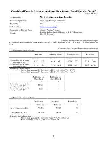 Miniature NEC Capital Solutions Rapport semestriel 2014-h1