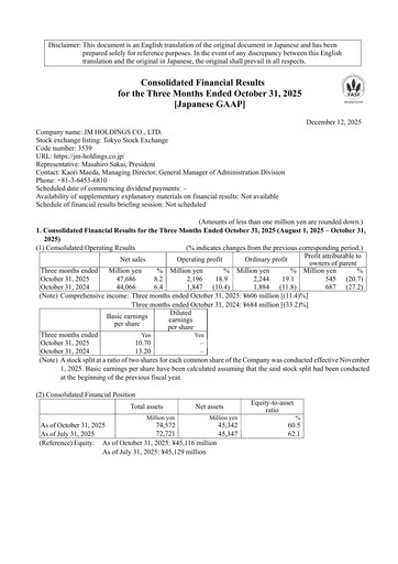 Thumbnail JM Holdings Co.,Ltd. Quarterly Report 2026-q1