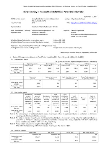 Thumbnail Samty Residential Investment Corporation Financial Report 2024-h1