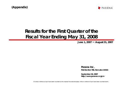 Thumbnail Pasona Group Quarterly Report 2008-q1