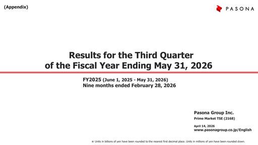 Thumbnail Pasona Group Quarterly Report 2026-q3