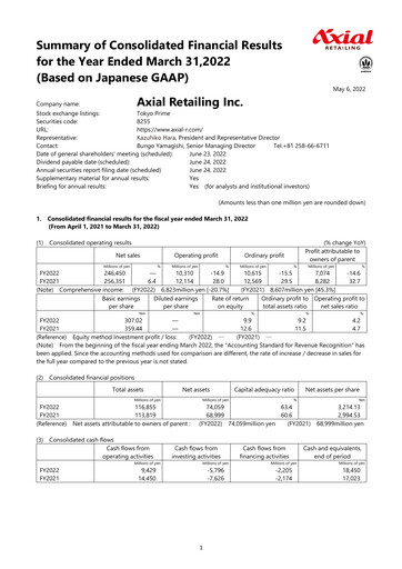Thumbnail Axial Retailing Financial Report fy2022