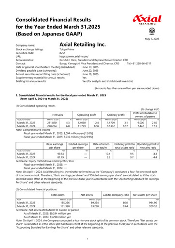 Thumbnail Axial Retailing Financial Statement fy2025