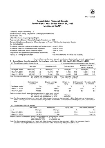 Thumbnail Hibiya Engineering Financial Statement fy2026