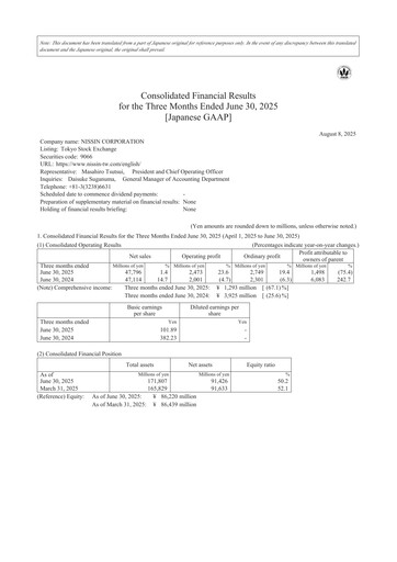 Thumbnail Nissin Corporation Quarterly Report 2026-q1
